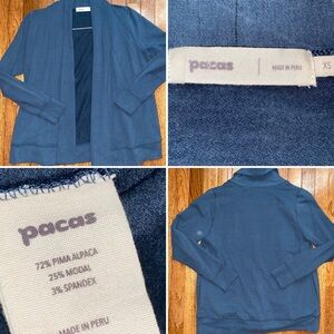 PACAS $99 Womem’s Pimalpaca Open Front Lounge Cardigan Blue XS EUC